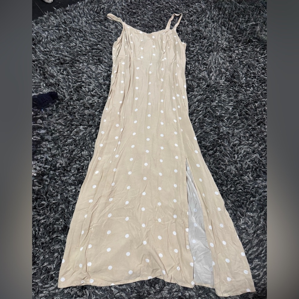 Old Navy Beige Polka Dot Maxi Dress